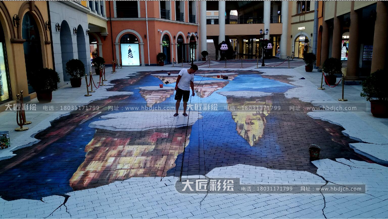 石家庄彩绘 石家庄墙体彩绘 北国奥特莱斯地面3D立体画彩绘