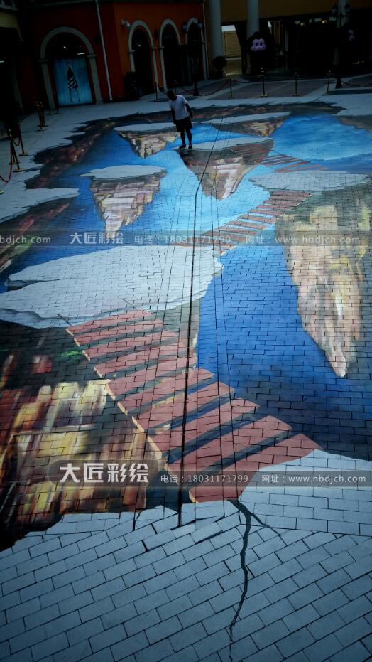 石家庄墙体彩绘 北国奥特莱斯地面3D立体画彩绘(图2)