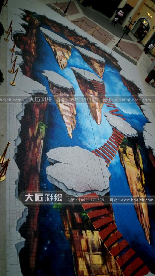 石家庄墙体彩绘 北国奥特莱斯地面3D立体画彩绘(图3)