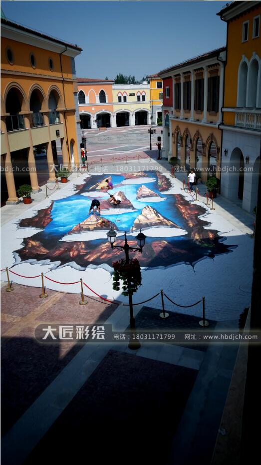 石家庄墙体彩绘 北国奥特莱斯地面3D立体画彩绘(图4)