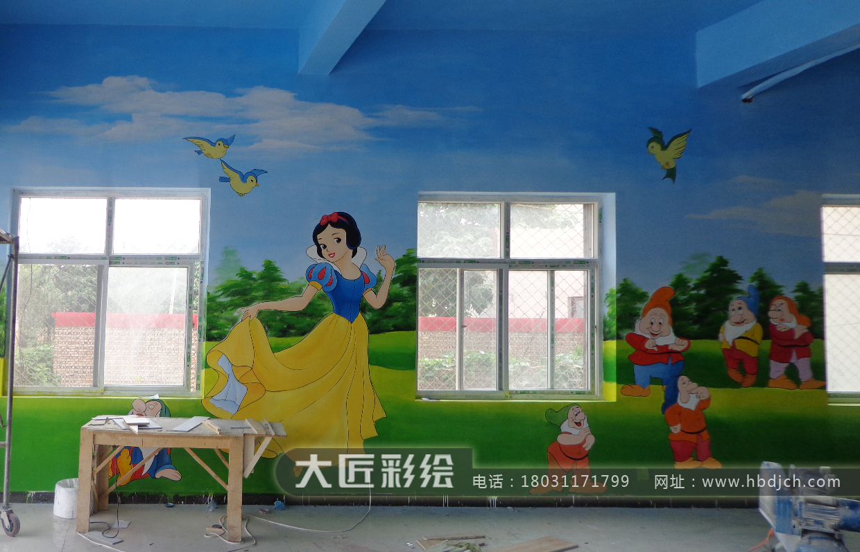 石家庄墙体彩绘 大匠儿童游乐场彩绘作品(图2)