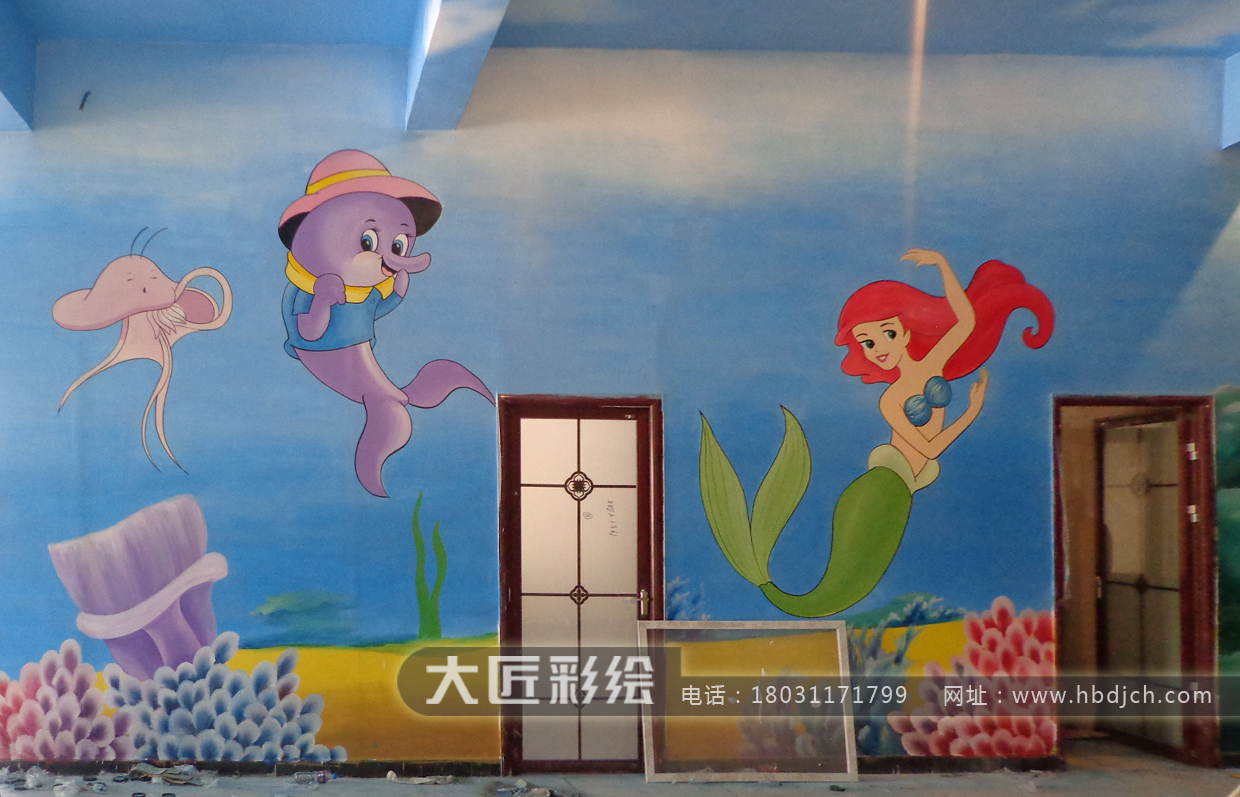 石家庄墙体彩绘 大匠儿童游乐场彩绘作品(图3)